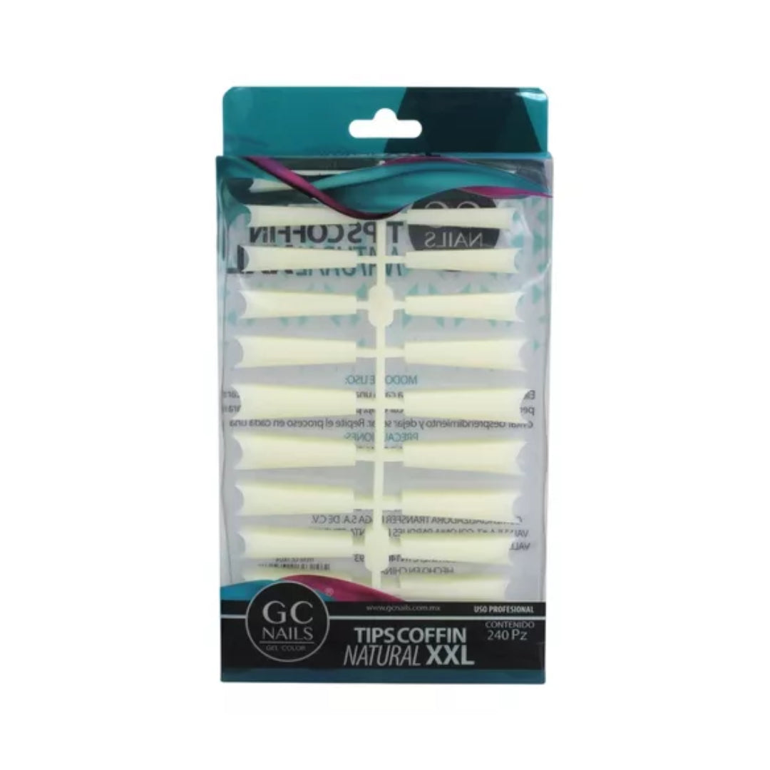 GC Nails Tips On Tipo Coffin Natural 240pz