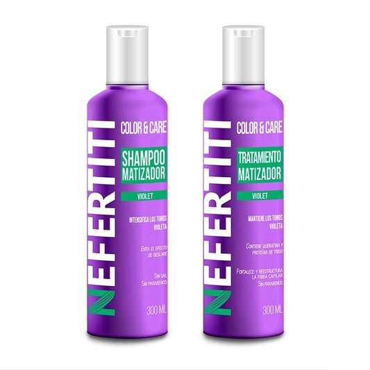 Nefertiti Kit Shampoo Y Tratamiento Matizador Violet 300ml