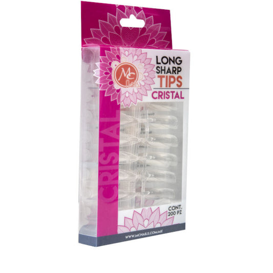 MC Nails Tips Long Sharp Clear 200pz