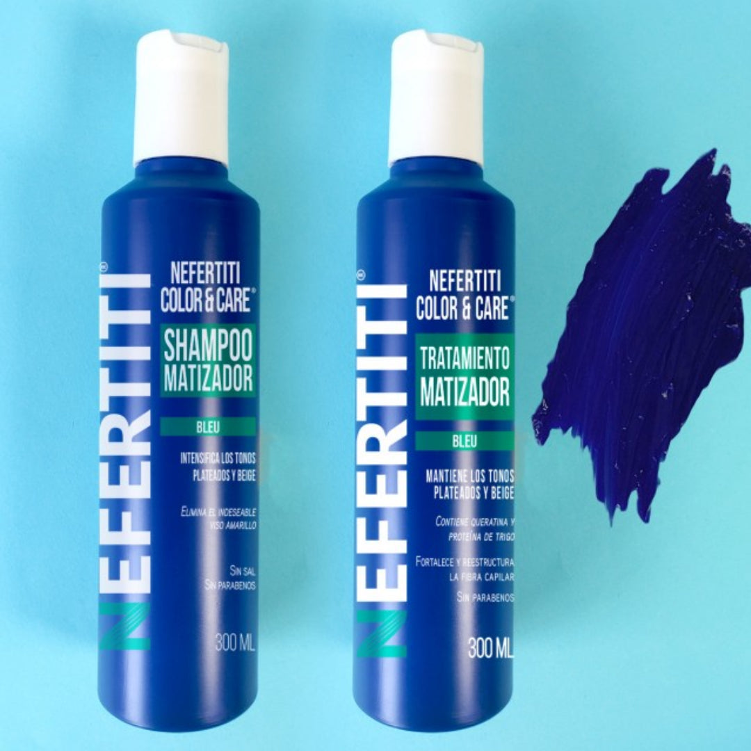 Nefertiti Kit Shampoo Y Tratamiento Matizador Bleu 300ml