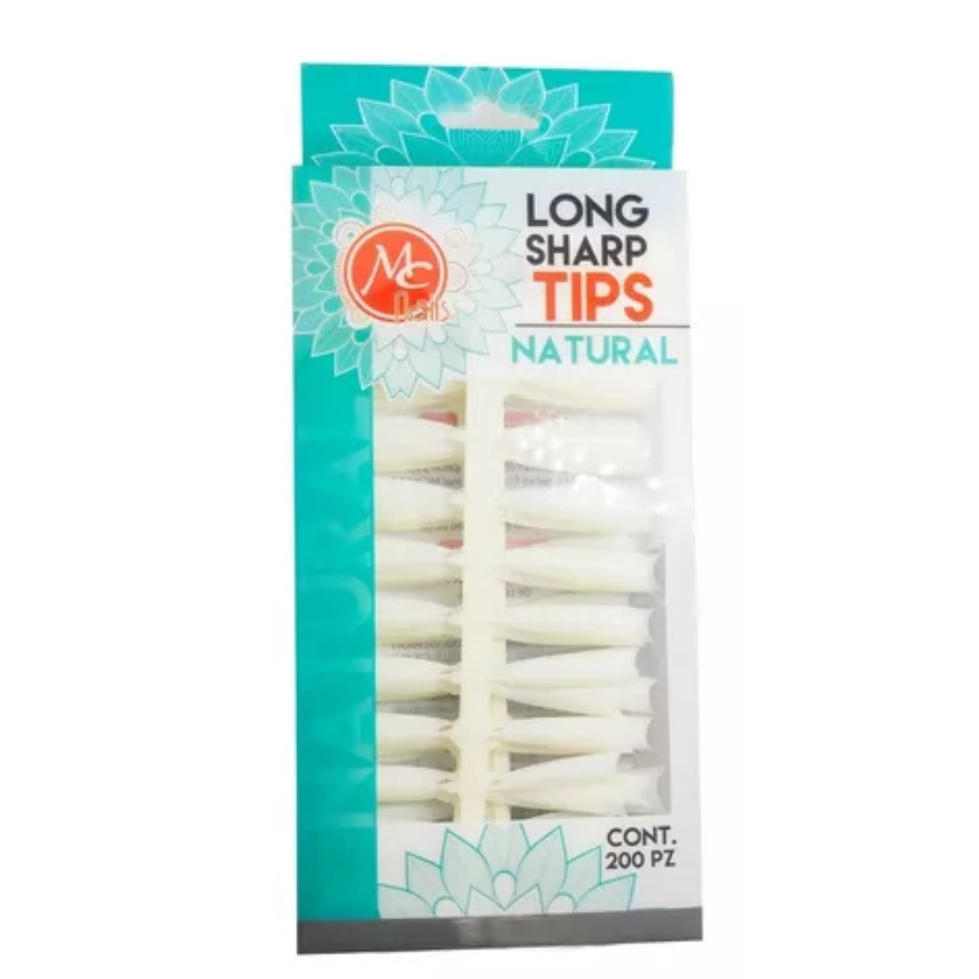 MC Nails Tips Long Sharp Natural 200pz