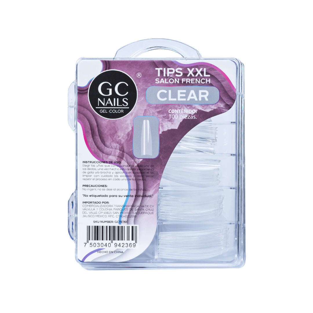 GC Nails Tips Salon Salon French XXL E76 Clear 100pz