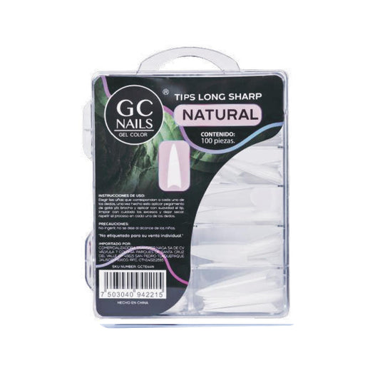 GC Nails Tips Long Sharp E44 Natural 100pz