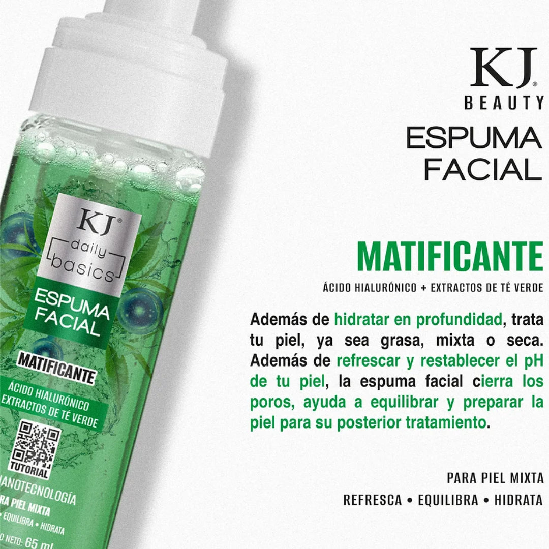 KJ Espuma Facial Matificante Ácido Hialurónico + Té Verde