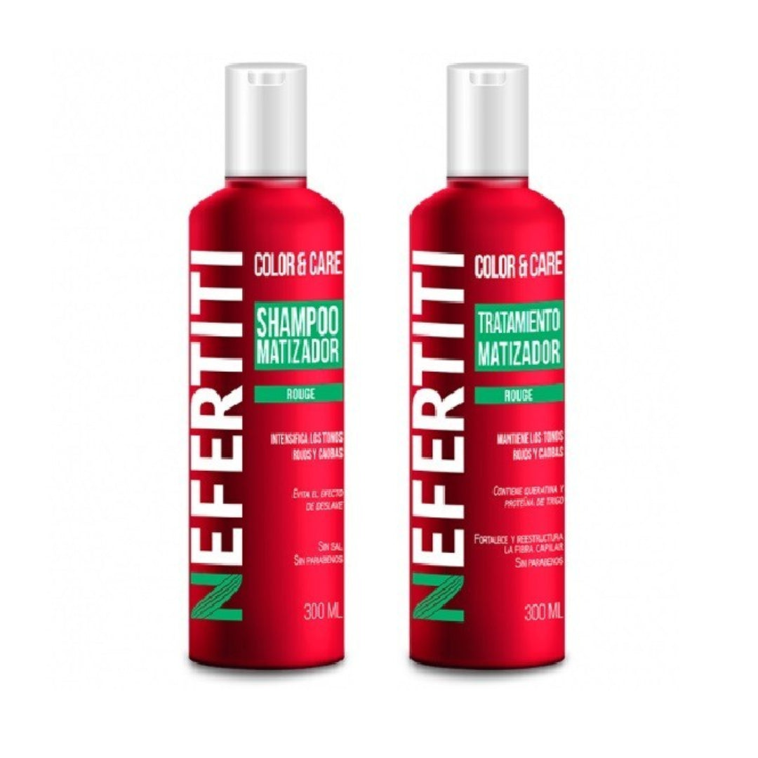 Nefertiti Kit Shampoo Y Tratamiento Matizador Rouge 300ml