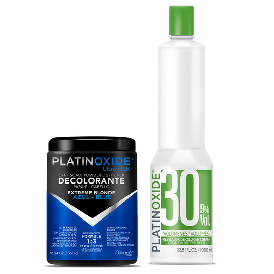 Nutrapel Decolorante Azul Platinoxide Ultra Silk 350 g + Revelador Platinoxide 30 Vol.